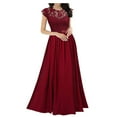 thumbnail image 1 of Fall Clearance! Ashirexll Wedding Guest Dresses for Women Chiffon Stitching Lace Dress Bridesmaids Evening Gowns Long Formal Party Evening Dress Red S, 1 of 5