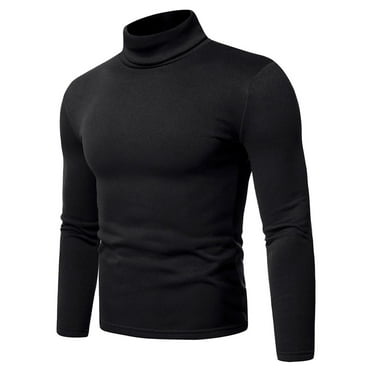 Fall Clearance Deals! EINCcm Men Fall Winter Tops Clearance, Turtleneck Sweaters for Men Long Sleeve Solid Color Turtleneck Bottoming Tops Stretch Slim Fit Blouse, Black, XL