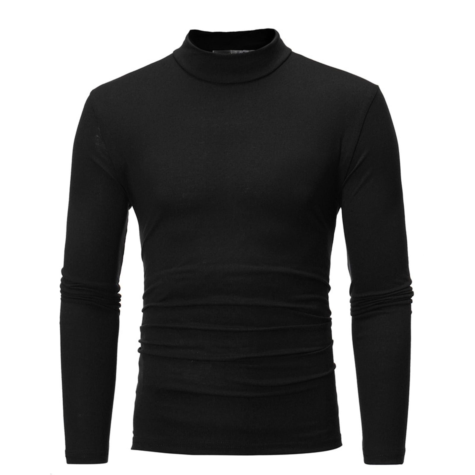 Fall Clearance Deals EINCcm Men Fall Winter Tops Clearance Turtleneck Sweaters for Men Long Sleeve Solid Color Turtleneck Bottoming Tops Stretch Slim Fit Blouse Black L Walmart