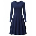 thumbnail image 1 of Fall Deals！Women'S Clothing,Women Elegant Temperament Solid Color Round Neck Long Sleeved Dress,Dark Blue,Xl, 1 of 3
