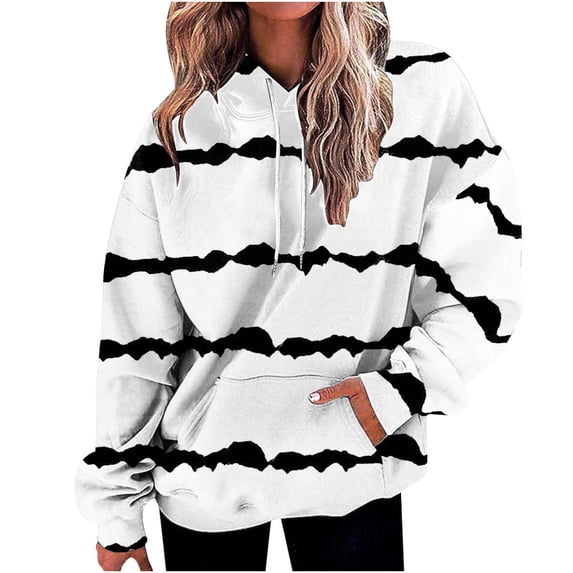 Fall Clearance Long Sleeve Sweatshirts for Women Gradient Color Block Printed Casual Hooded Sweatshirts Tie Dye Pullover Tops for Junior Teen Girls Streetwear