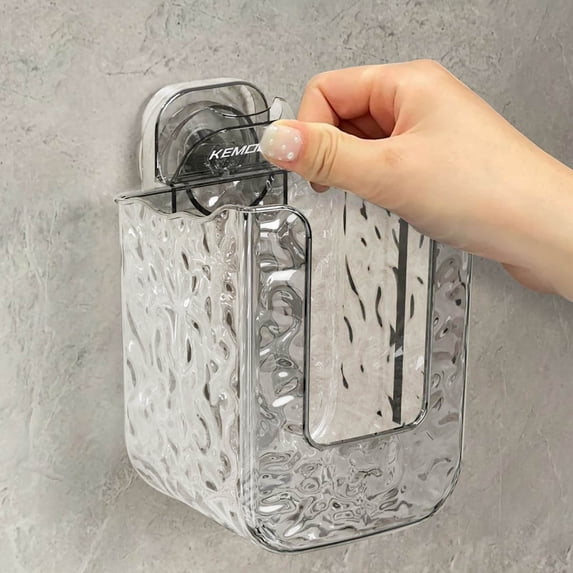 PRETXORVE Tissue Box Cover, Tissue Box Cover Rectangle, Vacuum Suction Cup Wall Mounted Storage Box for Household Bathroom Bathroom Face Wash Transparent