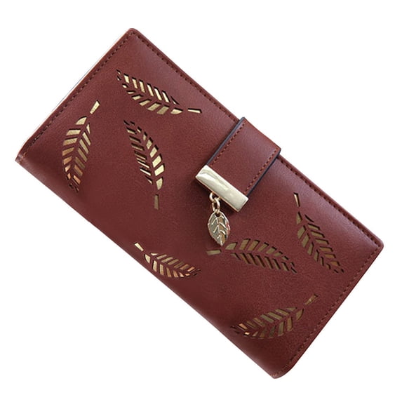 Winter Clearance! PRETXORVE Wallet, Card Pouch, Hollow Leaf Women's Wallet Long Fashionable Handheld Bag Zipper Buckle Wallet