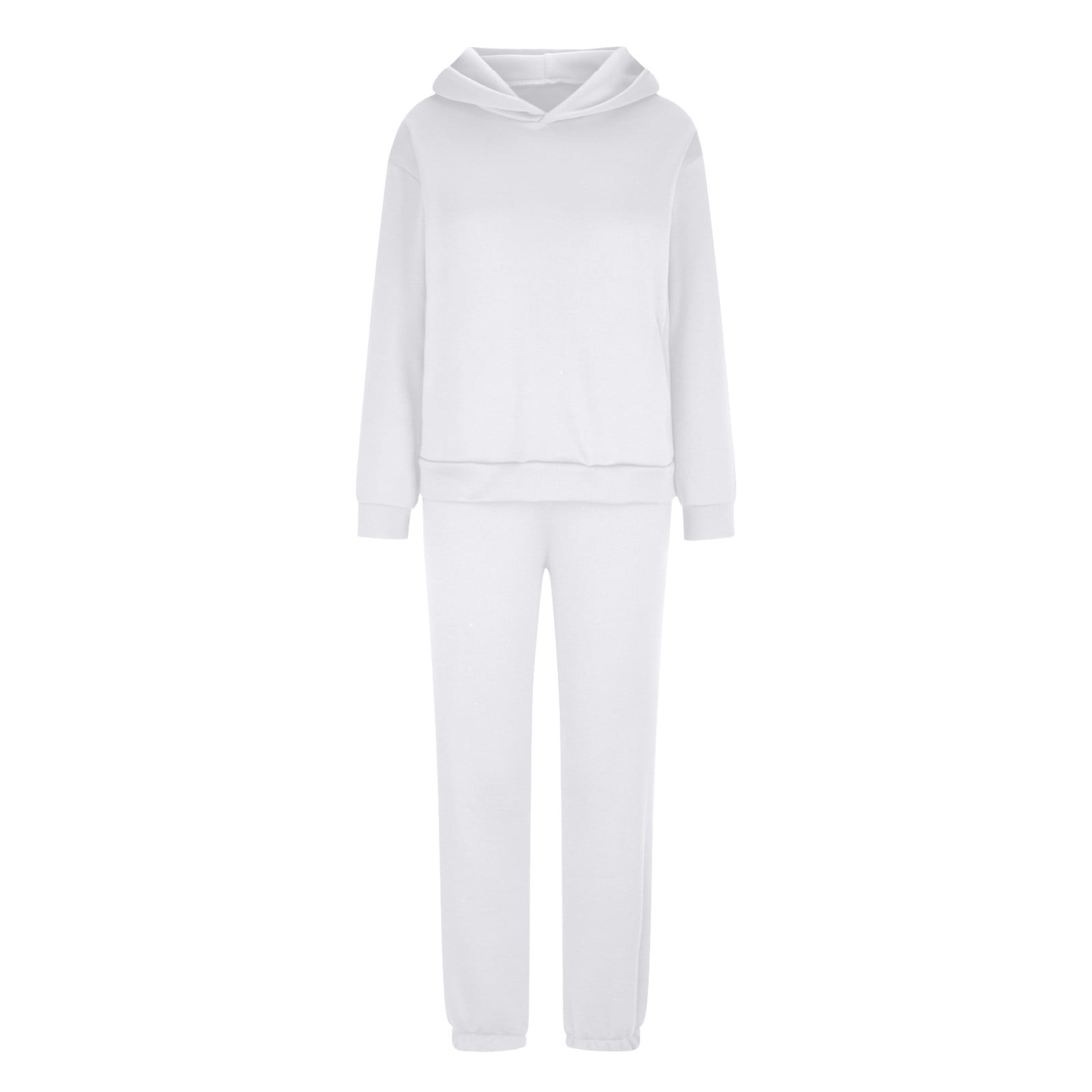 Fall Clearance Sale! RQYYD Sweatsuits for Women Set 2 Piece Jogging Suit  Long Sleeve Hooded Pullover Sweatshirts Sweatpants Tracksuit Casual Outfits(White,3XL)  