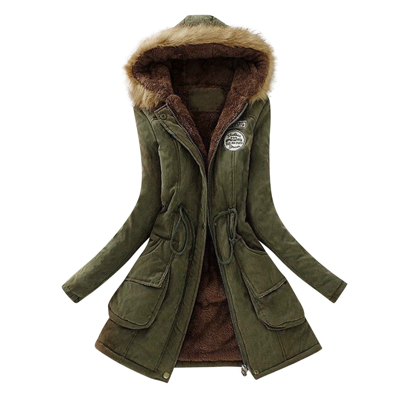 Fall Clearance Sale! RQYYD Womens Plus Size Winter Hooded Coats Shaggy  Shearling Jacket Open Front Zipper Button Cardigan Coat Thicken Fleece  Outerwear with Pocket (Army Green,M) 