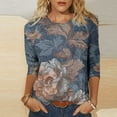 thumbnail image 1 of Fall !The Cozy Rose 3/4 Sleeve Shirts for Women Plus Size Ladies' Fashion Printed Round Neck Three Quarter Sleeve 3/4 Sleeve T-Shirt Loose Gray XXL, 1 of 5