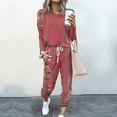 thumbnail image 1 of Fall Clearance Women's Tracksuits 2 Piece Outfit Sets Long Sleeve Crewneck Pullover Tops and Drawstring Long Pants Tracksuit Casual Plus Size Loungewear Sweatsuits, 1 of 5