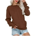 thumbnail image 1 of Fall YUGYXL Womens Fall Winter Pullover Tops Loose Fit Thin Fleece Sweatshirt Trendy Solid Color Sweatshirts Classic Long Sleeve Blouse Brown,XL, 1 of 5