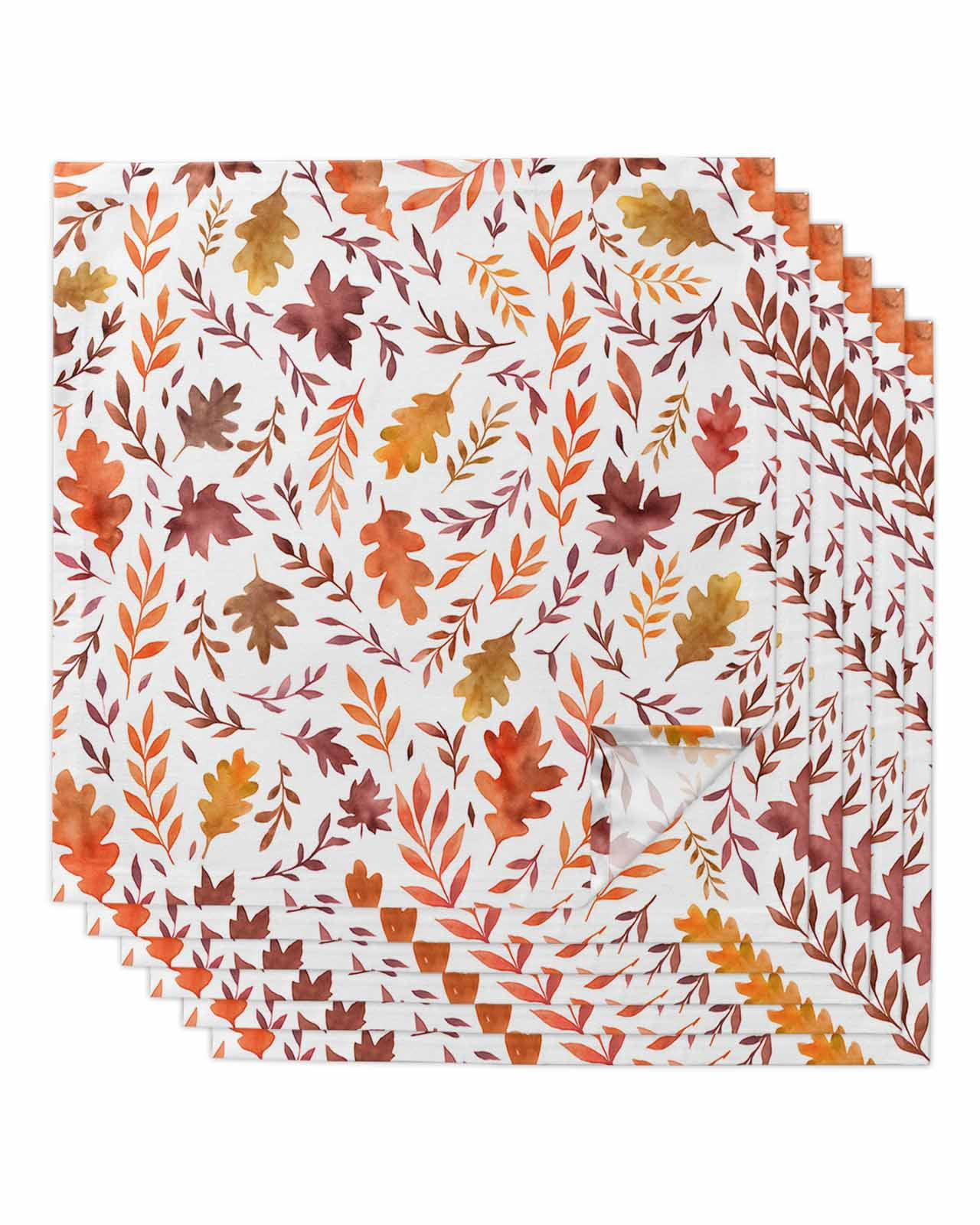 Fall Cloth Napkins Set of 6 Reusable Dinner Napkins, Retro Orange Brown ...