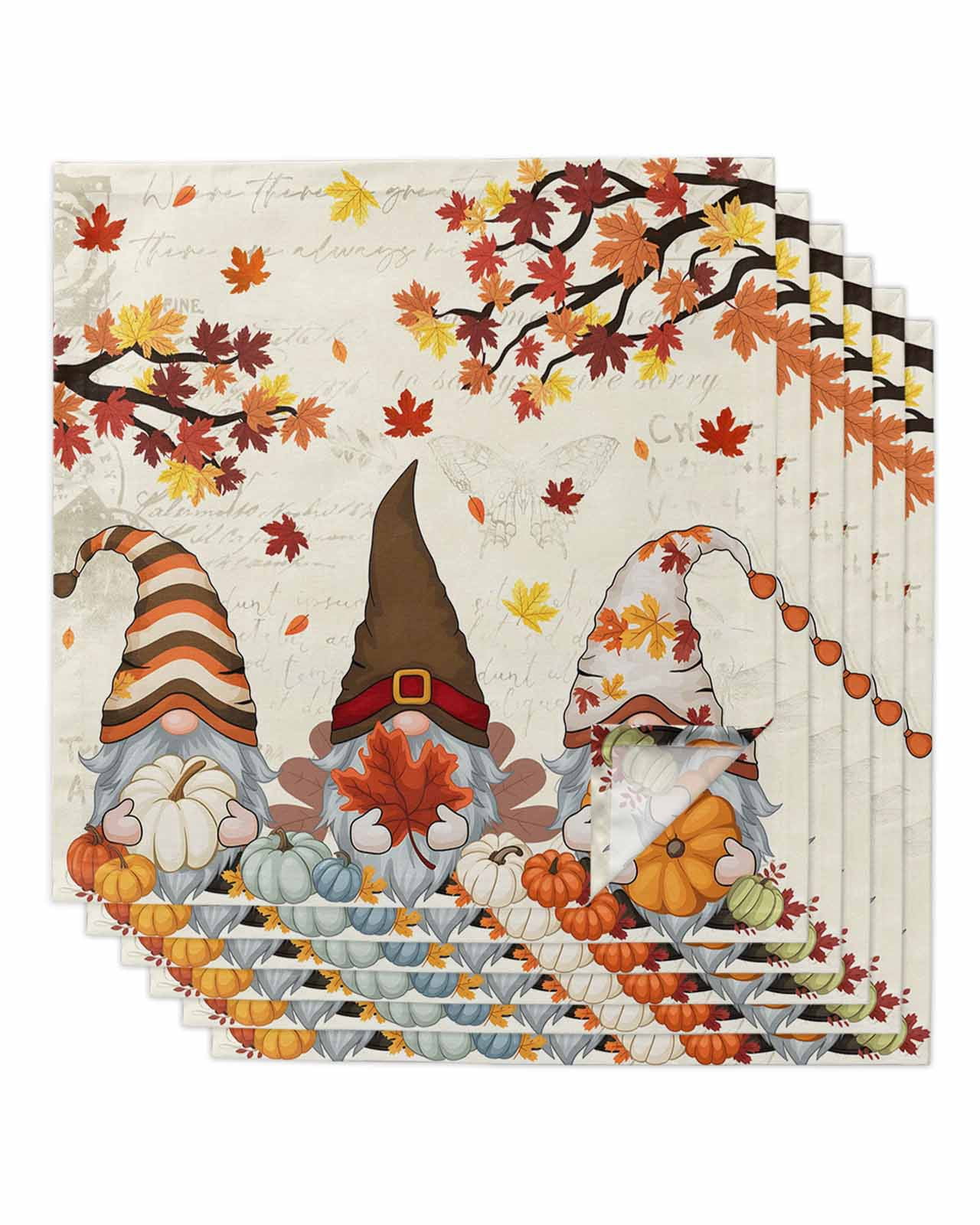 Fall Cloth Napkins Set of 6 Reusable Dinner Napkins, Thanksgiving ...