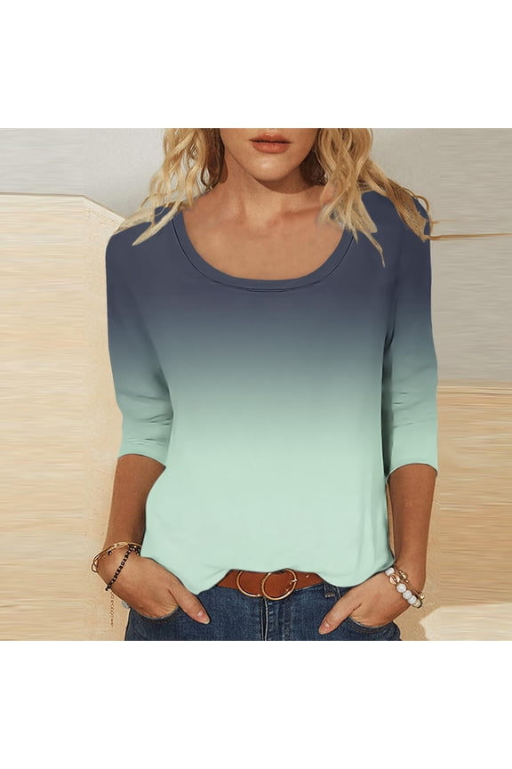 Fall Clothes Women!Homenesgenics Tops for Women Long Sleeve Plus Size Women Sexy 3/4 Sleeve Sequins Loose Polluer Solid Round-Neck Blouse Shirt Multicolor S