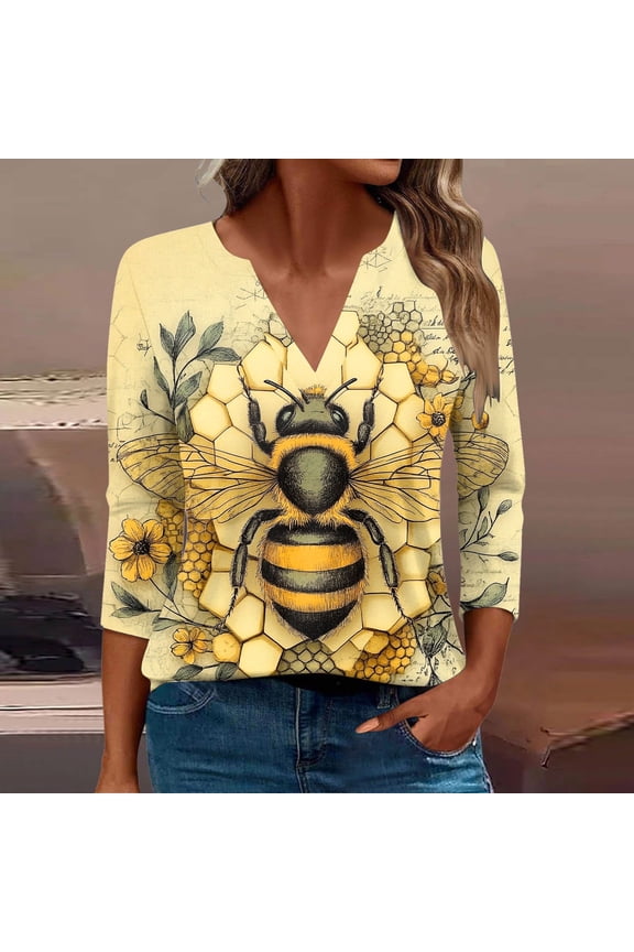 Fall Clothes Women!Homenesgenics Tops for Women Plus Size Women's Casual Printed Long Sleeve V-Neck Multicolor XXXXL