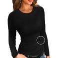 thumbnail image 1 of Fall Clothes Womens Crewneck Ribbed Long Sleeve Shirts Slim Fitted Tee Casual Basic Tshirt Top, 1 of 4