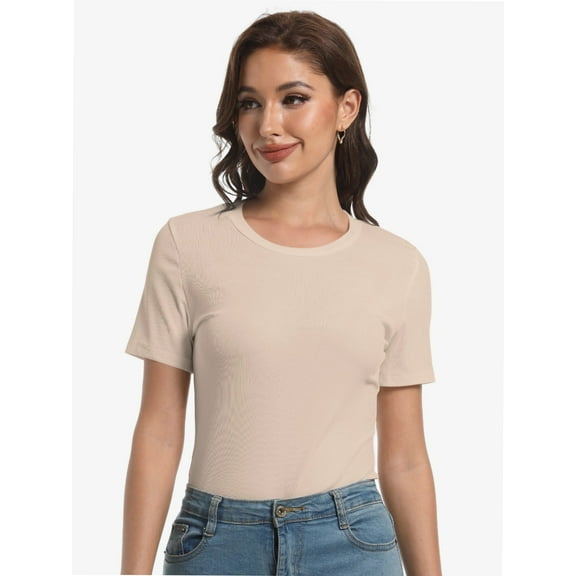 Fall Clothes Womens Crewneck Ribbed Long Sleeve Shirts Slim Fitted Tee Casual Basic Tshirt Top