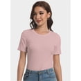 thumbnail image 1 of Fall Clothes Womens Crewneck Ribbed Long Sleeve Shirts Slim Fitted Tee Casual Basic Tshirt Top, 1 of 6