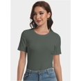 thumbnail image 1 of Fall Clothes Womens Crewneck Ribbed Long Sleeve Shirts Slim Fitted Tee Casual Basic Tshirt Top, 1 of 6