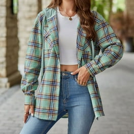 Time and Tru Women's Plaid Button Down Shacket, Sizes XS