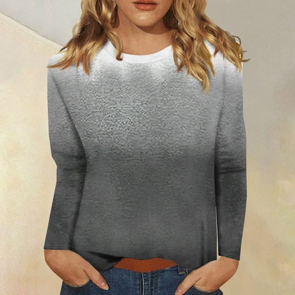 Fall Clothes for Women Plus Size Women's Fashion Casual Round Neck Long Sleeve Printed T-Shirt Top