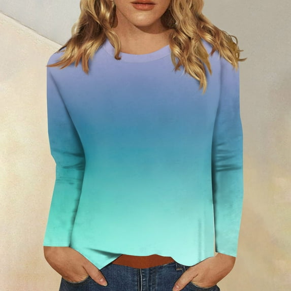 Fall Clothes for Women Plus Size Women's Fashion Casual Round Neck Long Sleeve Printed T-Shirt Top