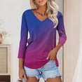 thumbnail image 1 of Fall Clothes for Women Plus Size Women’s Fashion Everyday Everything Casual V-neck Seven-point Sleeve Printed T-shirt Top, 1 of 6