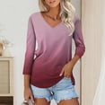 thumbnail image 1 of Fall Clothes for Women Plus Size Women’s Fashion Everyday Everything Casual V-neck Seven-point Sleeve Printed T-shirt Top, 1 of 6