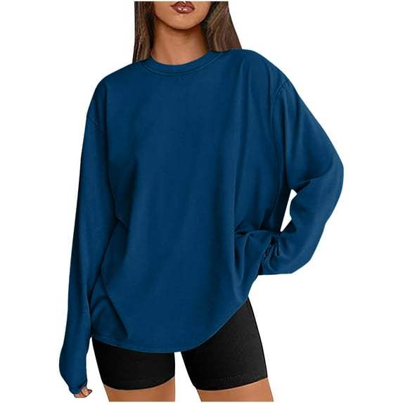 Fall Clothes for Women,Shirts for Women,Long Sleeve Shirts Fall Casual Crewneck Loose Trendy Clothes,Fall Shirts Women