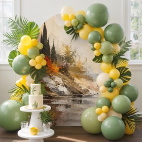 Fall Coastal Cliffs Arch Backdrop Cover, 4FT, Rustic Brown Teal Sunset Wilderness Landscape Spandex Arch Covers Double-Sided Backdrop for Wedding Birthday Party Photo Background Decoration