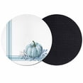 thumbnail image 1 of Fall Coasters Set of 2, Absorbent Coasters for Drinks, Blue Pumpkin Thanksgiving Autumn Stripe Leaf Coaster for Desk Coffee Table Protection, Home Decor House Warming Gifts 4", 1 of 8