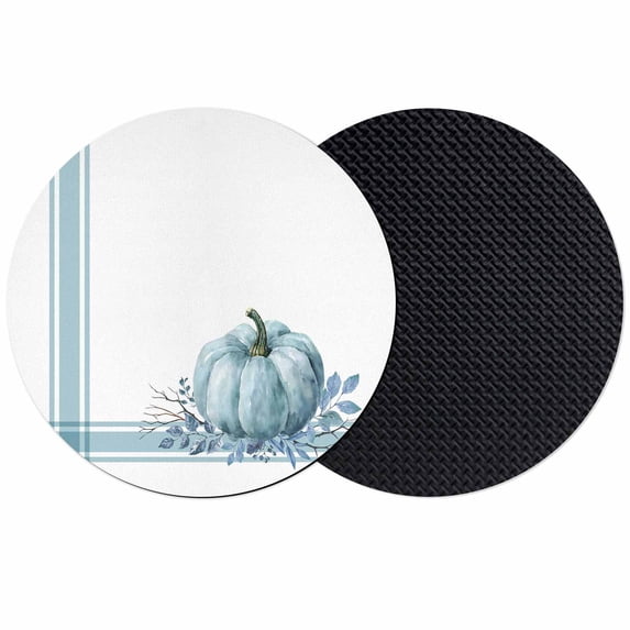 Fall Coasters Set of 2, Absorbent Coasters for Drinks, Blue Pumpkin Thanksgiving Autumn Stripe Leaf Coaster for Desk Coffee Table Protection, Home Decor House Warming Gifts 4"