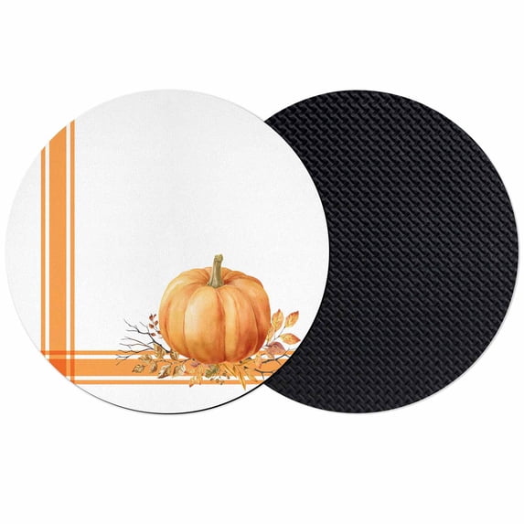 Fall Coasters Set of 2, Absorbent Coasters for Drinks, Orange Pumpkin Thanksgiving Autumn Stripe Leaf Coaster for Desk Coffee Table Protection, Home Decor House Warming Gifts 4"