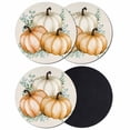 thumbnail image 1 of Fall Coasters Set of 4, Absorbent Coasters for Drinks, Orange Pumpkins Thanksgiving Eucalyptus Leaf Coaster for Desk Coffee Table Protection, Home Decor House Warming Gifts 4", 1 of 8