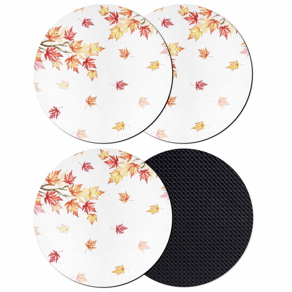 Fall Coasters Set of 4, Absorbent Coasters for Drinks, Thanksgiving Maple Leaf Orange Red Botanical Coaster for Desk Coffee Table Protection, Home Decor House Warming Gifts 4"