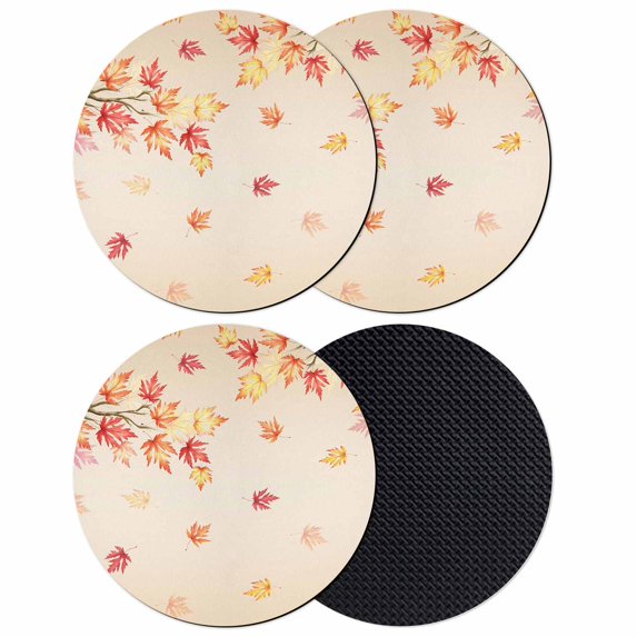 Fall Coasters Set of 4, Absorbent Coasters for Drinks, Thanksgiving Maple Leaf Orange Red Botanical Ombre Coaster for Desk Coffee Table Protection, Home Decor House Warming Gifts 4"
