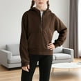 thumbnail image 1 of Fall+Coats Girls' Medium And Large Children's Half-zip Solid Color Thumb Buckle Long-sleeved Hooded Sweatshirt Girls Lightweight Hoodie Cute Fall Tops Cute Teen Tops, 1 of 8
