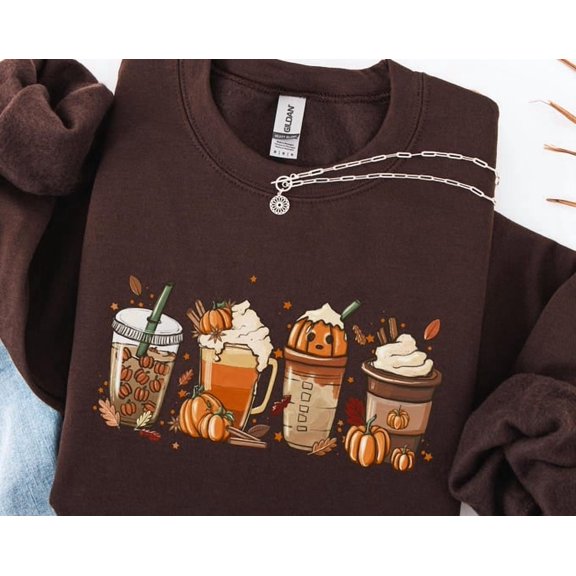 Fall Coffee Sweatshirt, Fall Sweater, Pumpkin Spice Sweatshirt, Cute Fall Sweater, Womens Fall Sweater, Coffee Sweatshirt, Sweatshirt Size S-5Xl