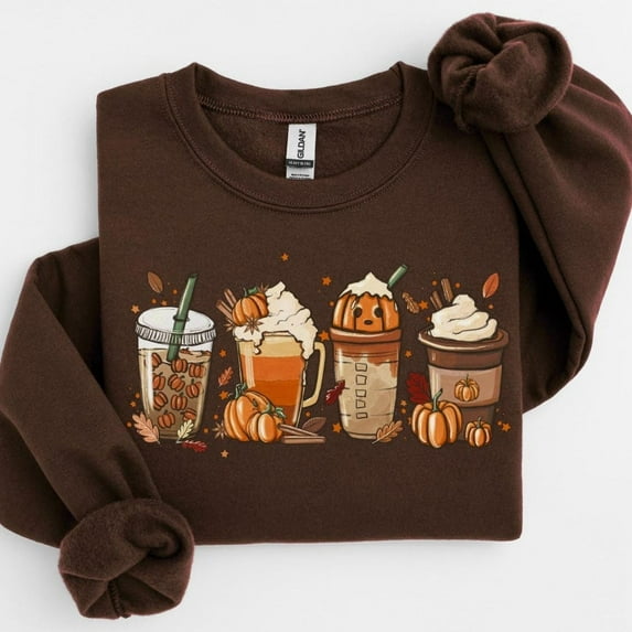Fall Coffee Sweatshirt – Pumpkin Spice Lover Crewneck, Cozy Autumn Pullover, Trendy Fall Outfit