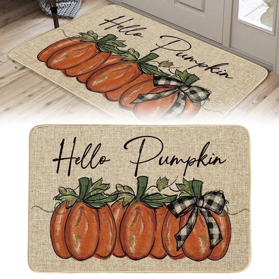 Fall Coir Doormat Outdoor Decor,Maple Leaves Pumokin Rug,18.11x30.31 Inch,Non-Slip Low Pile Heavy Duty Washable Doormat,Autumn Leaf Entrance Door Mat for Thanksgiving Harvest Decor