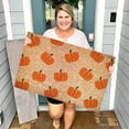 Fall Coir Doormat Welcome Pumpkins Door Mat Non-Slip Farmhouse Floor Mats Autumn Decorative Entrance Door Rugs for Halloween Thanksgiving Indoor Outdoor Bathroom Porch Decor