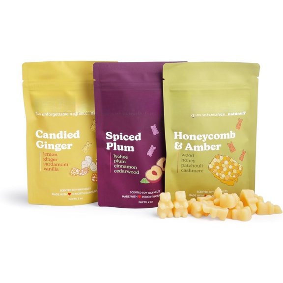 Fall Collection Scented Soy Melts - 6 Total Oz. Collection Includes Spiced Plum, Candied Ginger and Honeycomb &
