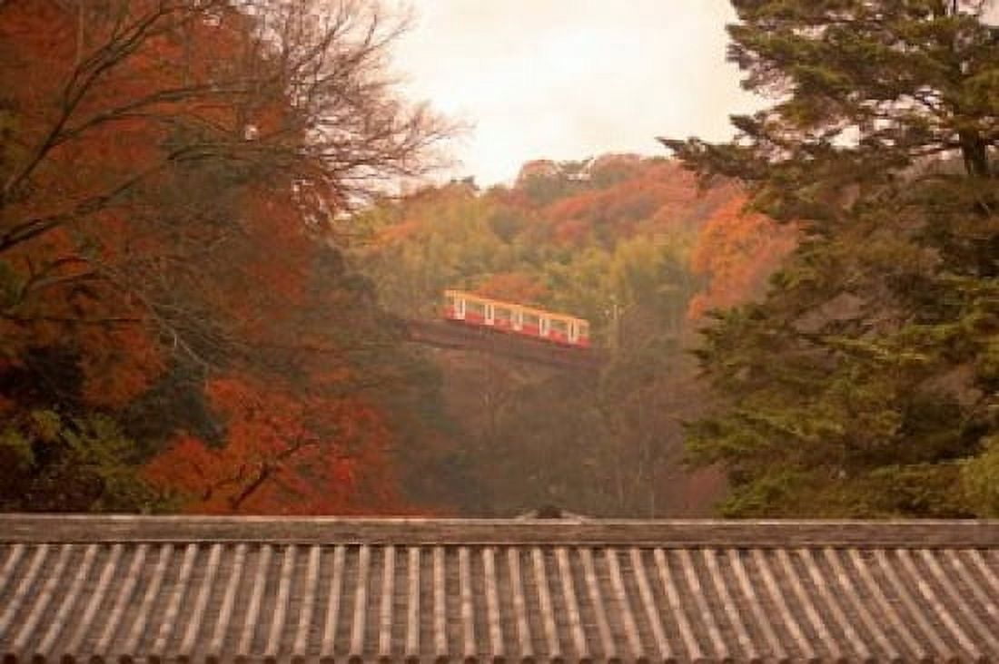 Fall Color around Cable Train Railway Kyoto Japan Canvas Art - Shin Terada DanitaDelimont (23 x 16)