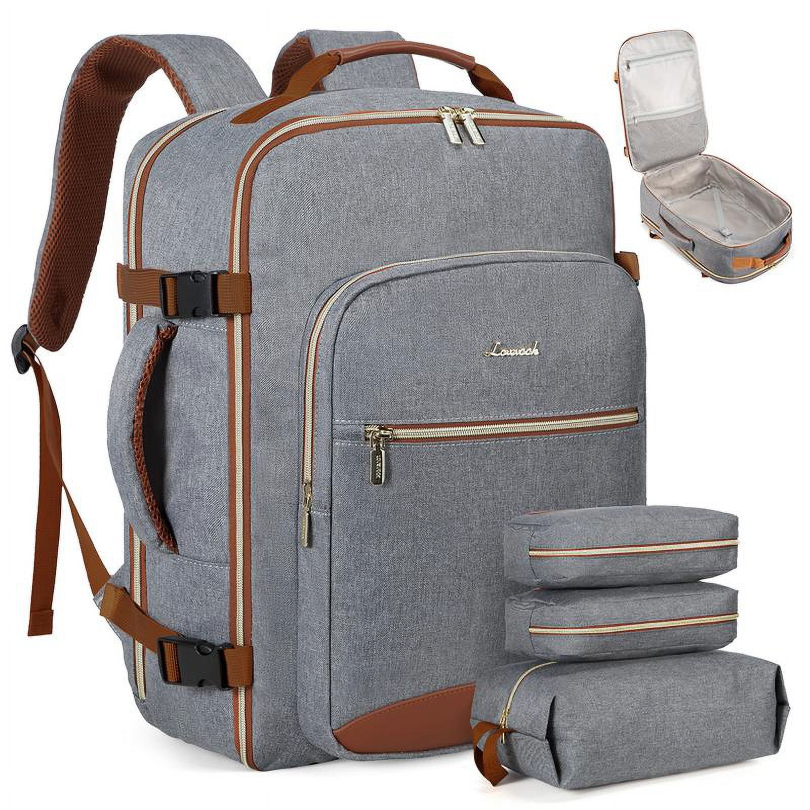 Fall Colorblock CarryOn Travel Backpack with 3 Packing Cubes and