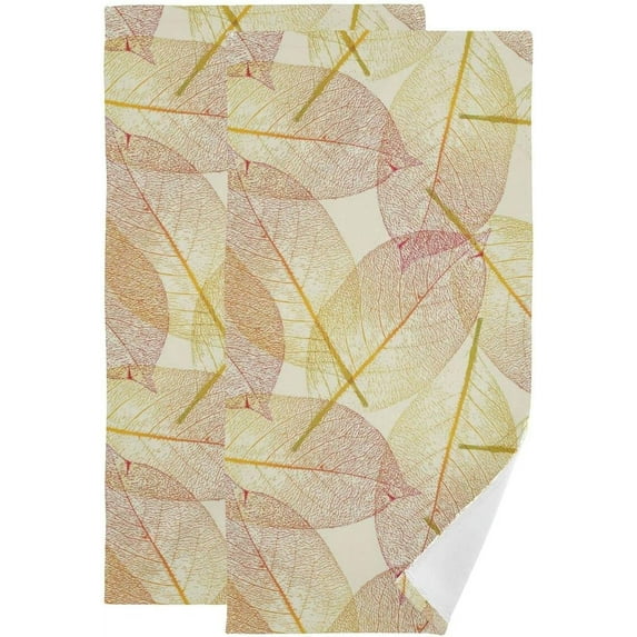 Fall Colorful Leaves Hand Towel for Bathroom Set of 2 Golden Autumn Absorbent Cotton Face Towel Multipurpose for Hotel Gym Guest Spa Yoga Home Decorative,28x14in