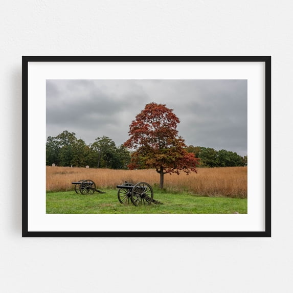 Fall Colors at the Gettysburg Battlefield - Gettysburg Pennsylvania Photography Autumn Military Landscape Rural Scenic Pastoral Woodland Black Framed Wall Art Print 11 x 14 inches