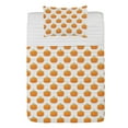 thumbnail image 1 of Fall Colors Microfiber Bedspread Set, Cartoon Pumpkins Repetition Harvest Time Thanksgiving Halloween, Soft Bedding Set with Pillow Shams & Comforter, 3 Sizes, Orange Lime Green White, by Ambesonne, 1 of 1