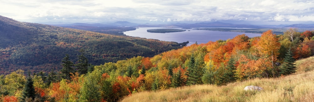 Fall Colors Mooselookmeguntic Lake ME Canvas Art - Panoramic Images (27 x 9)