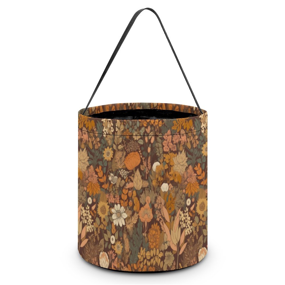 Fall Colorway Flowers Bushes Halloween Treat Bags Reusable Portable