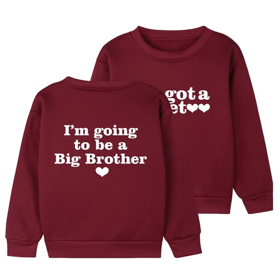 Fall Comfortable Boys and Girls Big Brother Print Sweatshirt Long Sleeve Design Easy Fit Warm Cozy Build for Everyday Wear
