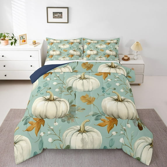 Fall Comforter Set for Adult Women Autumn Harvest Bedding 2 Pcs Thanksgiving Bedding Comforter Sets Autumn Decor Duvet Insert Fall Pumpkin Quilt