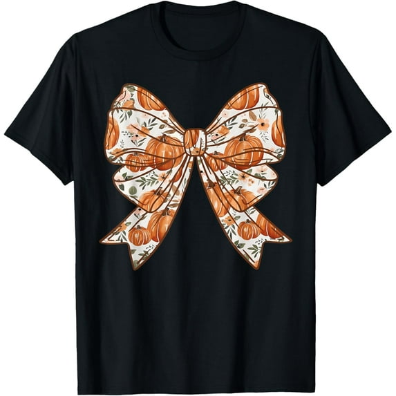 Fall Coquette Bow Vintage Fall Pumpkin Thanksgiving Mens T-Shirt
