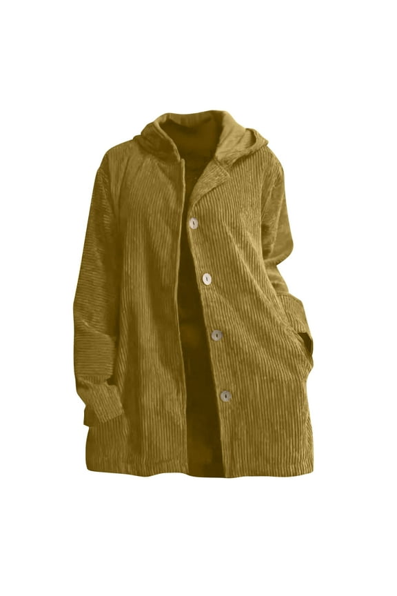 Fall Corduroy Shackets Jacket for Women Oversized Long Sleeve Button Down Shirts Blouses Tops Winter Clothes